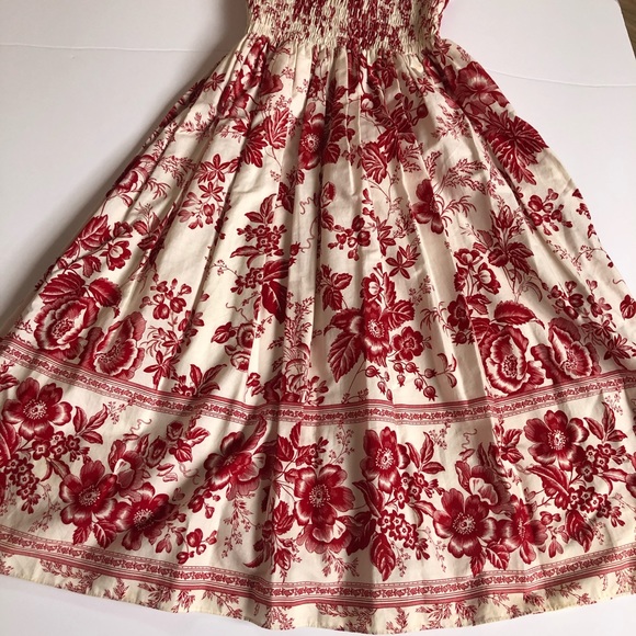 Red and white shirred waist Sun Dress - Picture 7 of 7